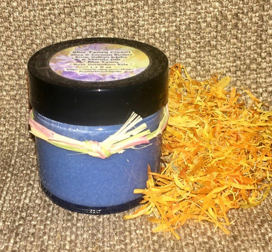 Grass-fed Tallow Lotion Blue Tansy & Chamomile 2.5 fl oz Light Non Greasy Anti-aging Sensitive Mature Skin Formula Soothe Smooth Made to Order